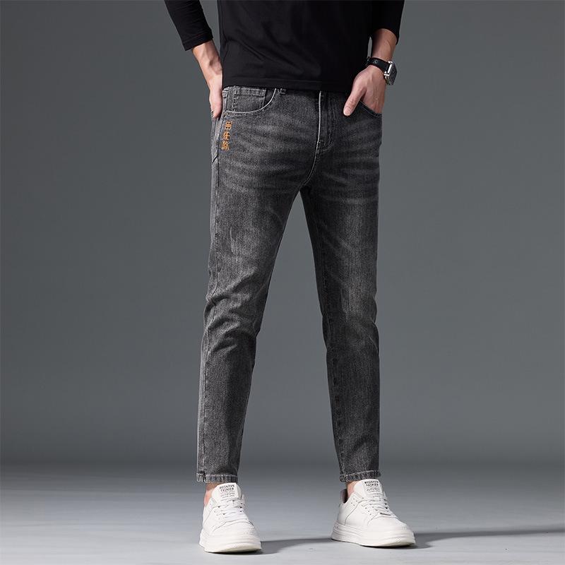 

Мужские теплые эластичные прямые джинсы Xintang 2024 - Velvet Plus, маленький размер, длина девять точек, на весну и осень 38