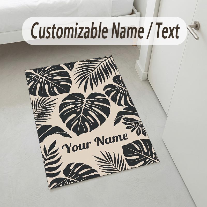 Tree Life Theme Soft Crystal Velvet Rug Custom Name & Text Print Non Slip Floor Rug for Bedroom Living Room
