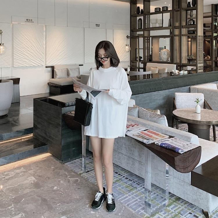 Fall Fashion Loose Fit Round Neck Long Sleeve Womens Tshirt Basic Tee