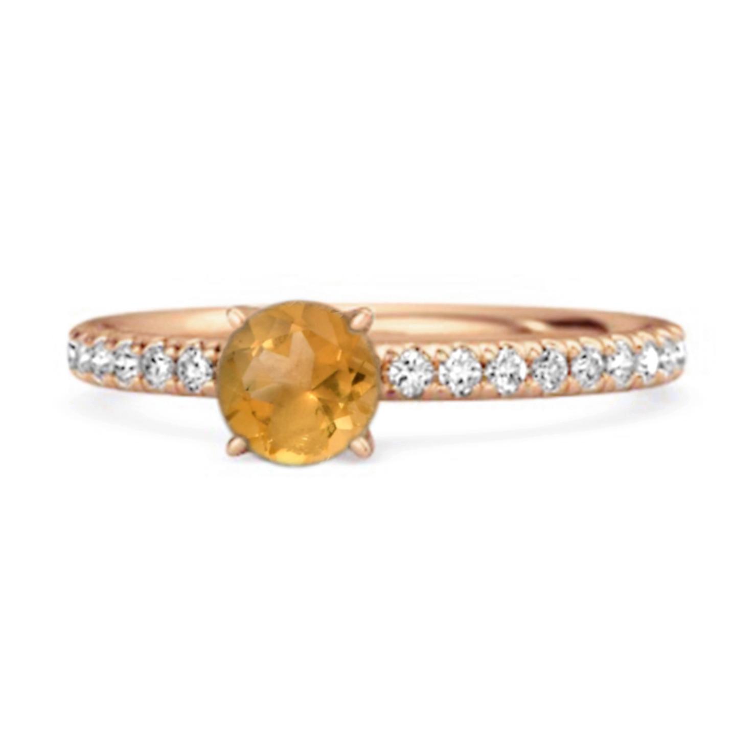 

Citrine Round Soliatire Ring - 925 Sterling Silver Rose Gold Vermeil 11