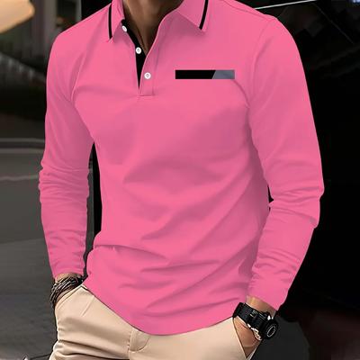 Men Clothes Long Sleeve Polo Shirt Men Casual Fashion Golf Polo Shirt 100% Polyester Elasticity Comfortable Polo