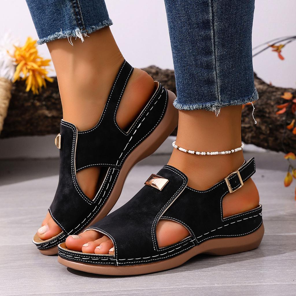 Platform Strap Women'S Toe Sandals Fashionable And Casual Leather Sandals For Women Arch Support Wide Width Sandals For Women 7w