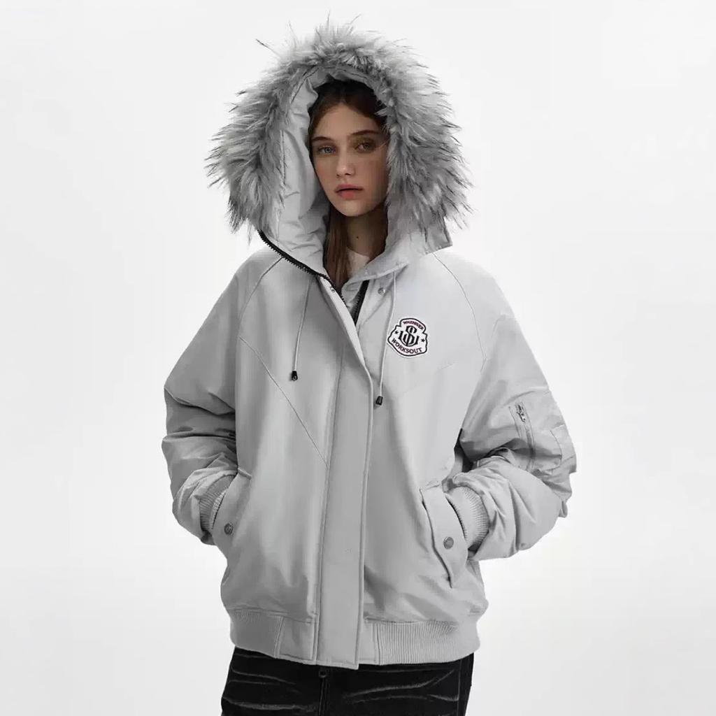 Winter Street Hooded Parkas Mens New Thickened Trendy Fur Collar Cotton Jackets Warm Zipper Pocket Fluffy Coats