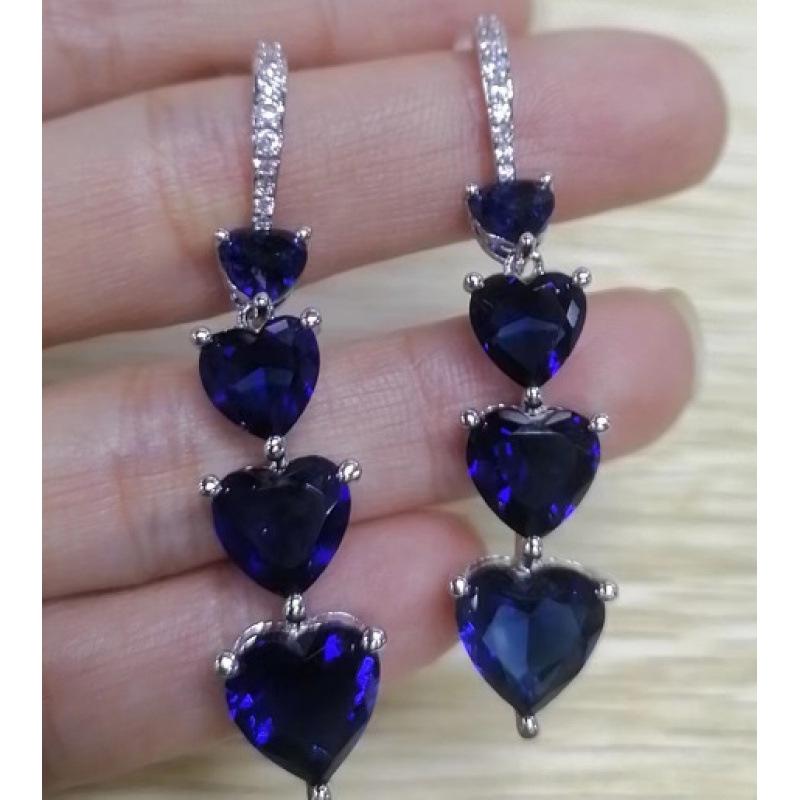 Luxury Zircon Heart Tassel Earrings: High-End European and American Design for Summer