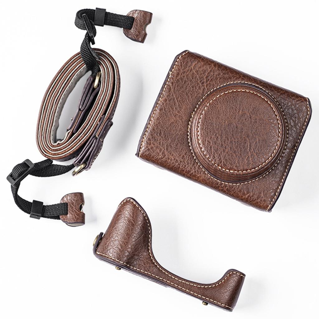 Digital Camera Protective Case PU Leather Camera Storage Bag with Removable Shoulder Strap Compatible with G7X2 G7X3
