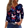 Women's T Shirt Print Button 3/4 Sleeve Daily Weekend Fashion Basic V- Neck Regular Top