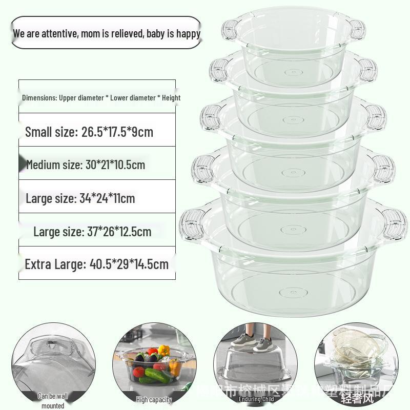 Transparent Multi-Use Basin: Washbasin, Laundry, Baby Face, Vegetable & Foot Wash Basin for Home & Dorm.