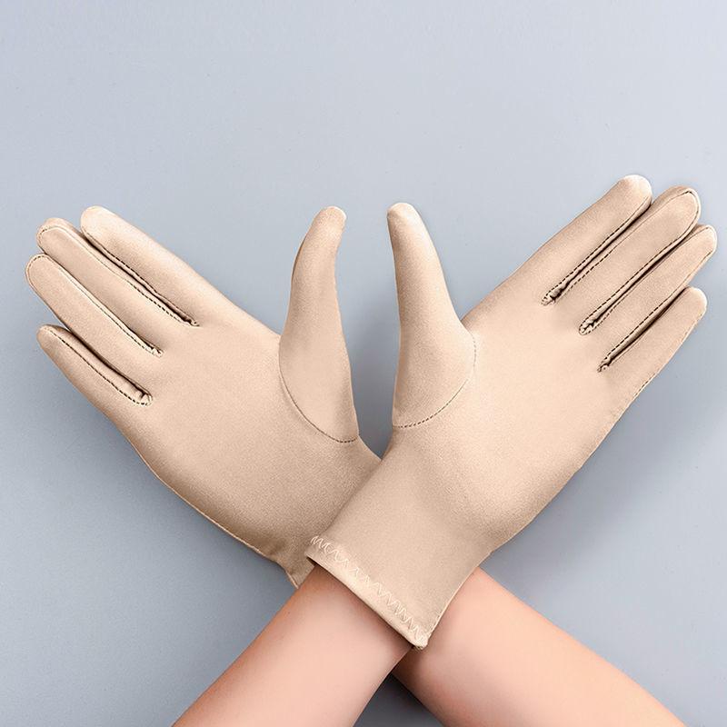 Autumn Summer Thin Ice Silk Gloves Spring Cycling Driving Black White Gloves Training Sun Protection Handschuhe