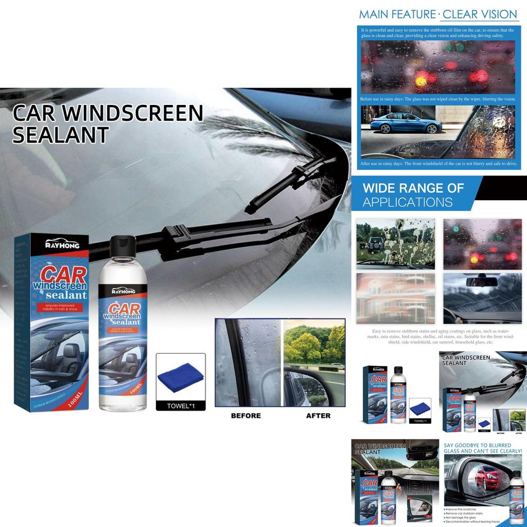 Rayhong Automotive Windshield Sealant Premium Windshield Cleaner Anti Fog And Water Resistant 100ml With Towel