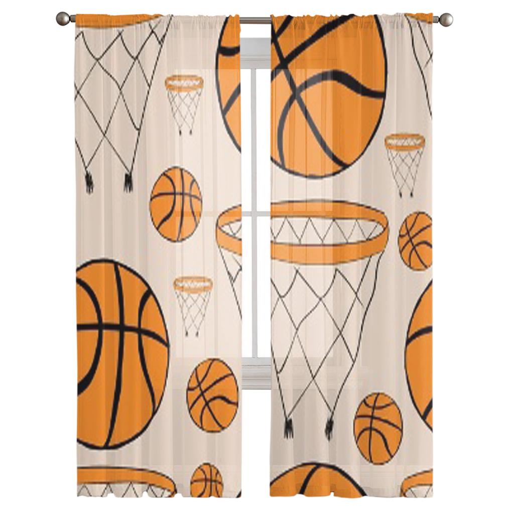Basketballringe und Bälle Luxuriöse Chiffon-Schergardinen für Wohnzimmer Schlafzimmer Dekoration Fenster Voiles Tüllvorhang