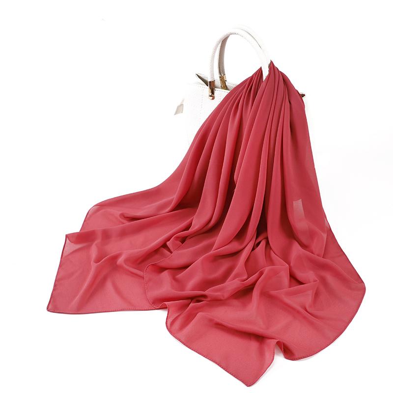 Muslim Chiffon Hijab Scarf for Women Big Solid Color Head Wrap for Women Hijabs Scarves Ladies Muslim Veil Jersey Hijabs Turban