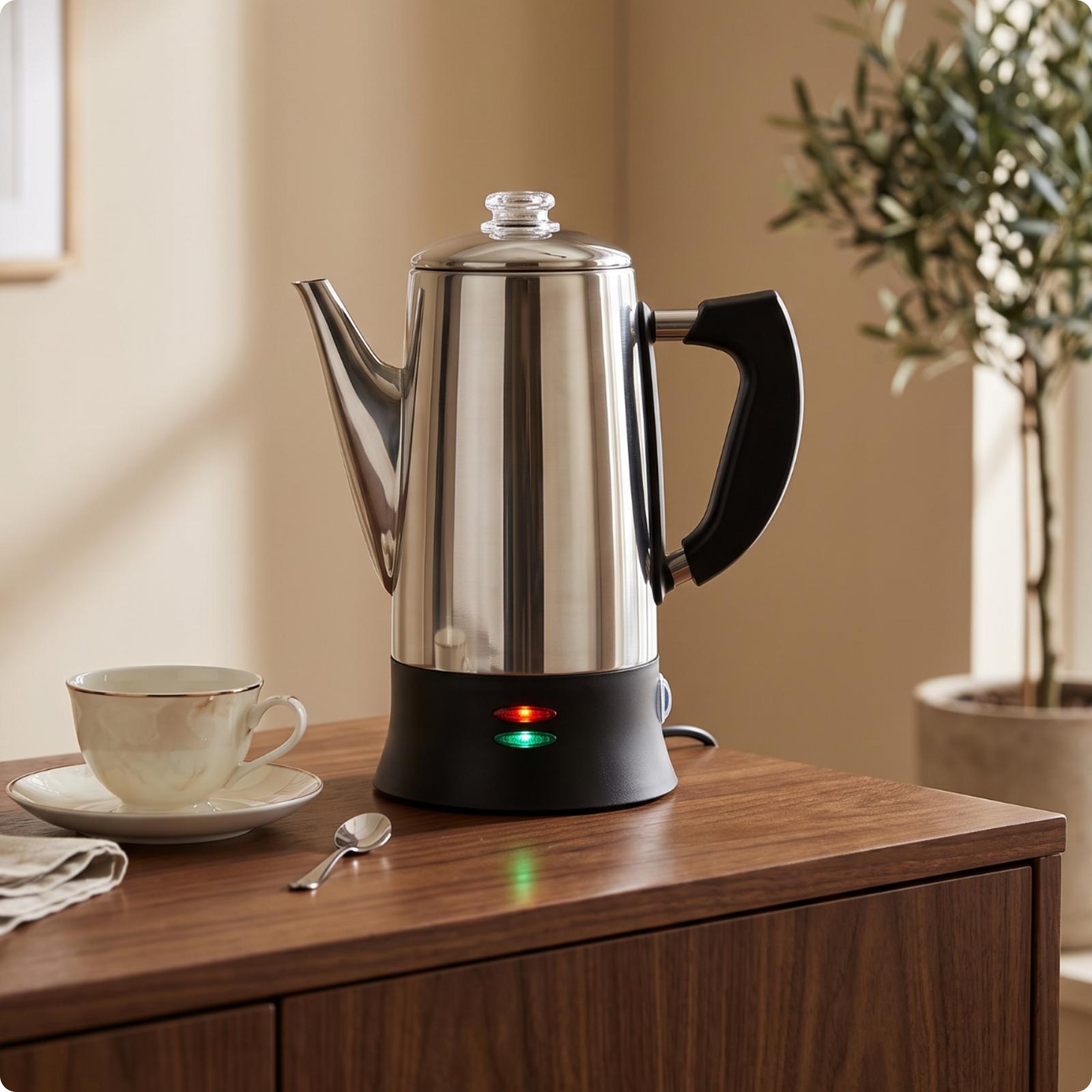 Coffee Percolator with Glass Knob Polished
