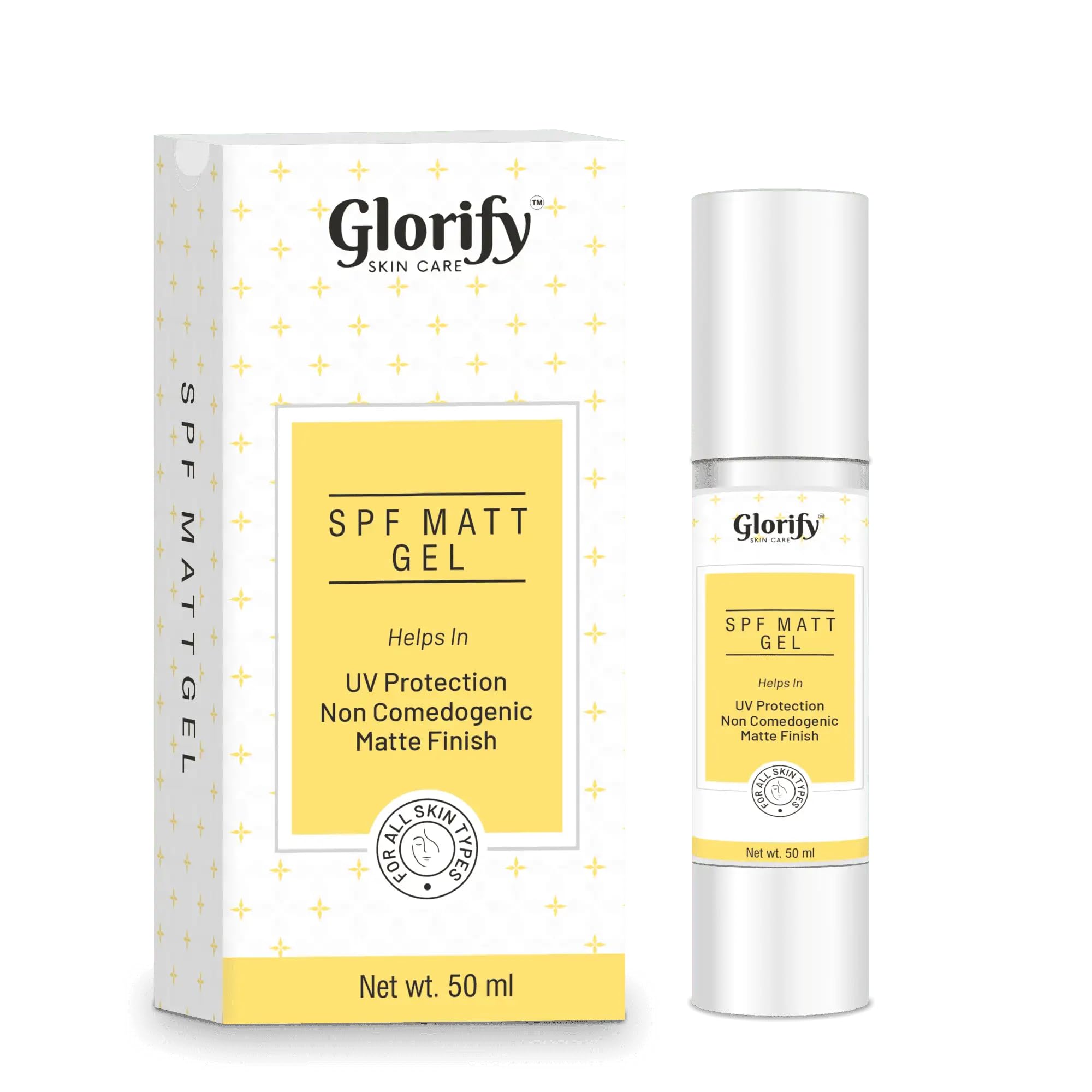 

Glorify SPF Матирующий Гель | Превосходная UV-Защита Увлажняющая Формула [50 мл] | Предотвращает Пигментные Пятна, Черные Точки и Высыпания | Нежирный, Быстро Впитыва