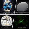 OLEVS Blue Dial Automatic Mens Watches Luxury Business Mechanical Watch Luminous Date Stainless Steel Waterproof Clock Montre