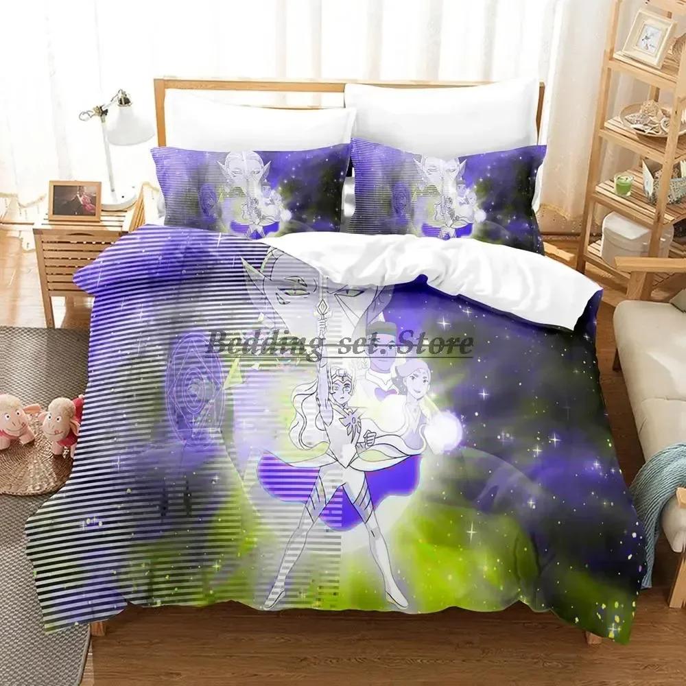 New She Ra And The Princesses Of Power Bedding Set Single Twin Full Queen King Size Bed Set Bedroom Duvetcover Sets Anime