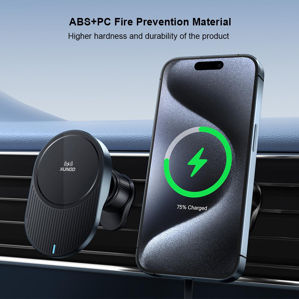 

XUNDD XDCH-076 15W Car Phone Holder Wireless Charger with Retractable Cable Type A