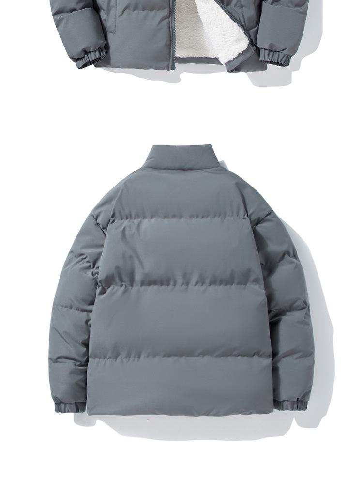 Plus Size Men's Thickened Cotton Jacket for Autumn/Winter - Warm Stand Collar Outerwear for Cold Protection.