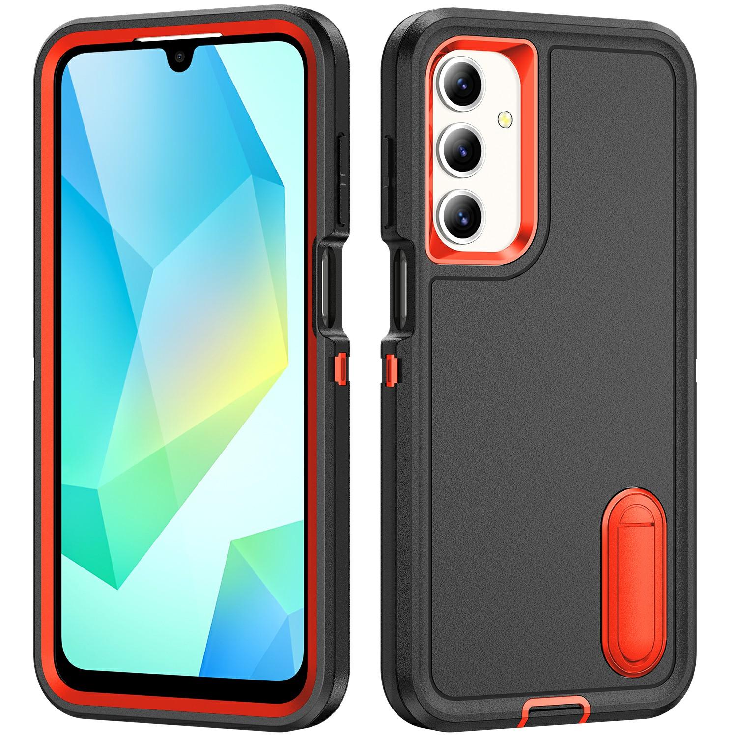 

Для Samsung Galaxy A16 4G/5G Чохол Підставка Чохол для телефону ПК+Силікон+ЕВА 3-в-1 Дизайн Black+Orange