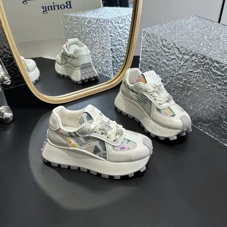 New Fashion Women Tennis Shoes Chunky Sneakers for Women Spring Autumn Thick Bottom Dad Shoe Ladies PU Leather Platform Sneakers
