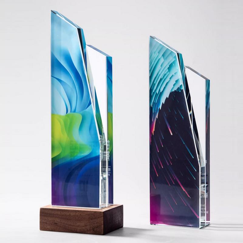Customized Crystal Trophy, Color Printing Prize Sports Annual Meeting Awards Outstanding Employee Souvenir, Home Decoration, 1Pc