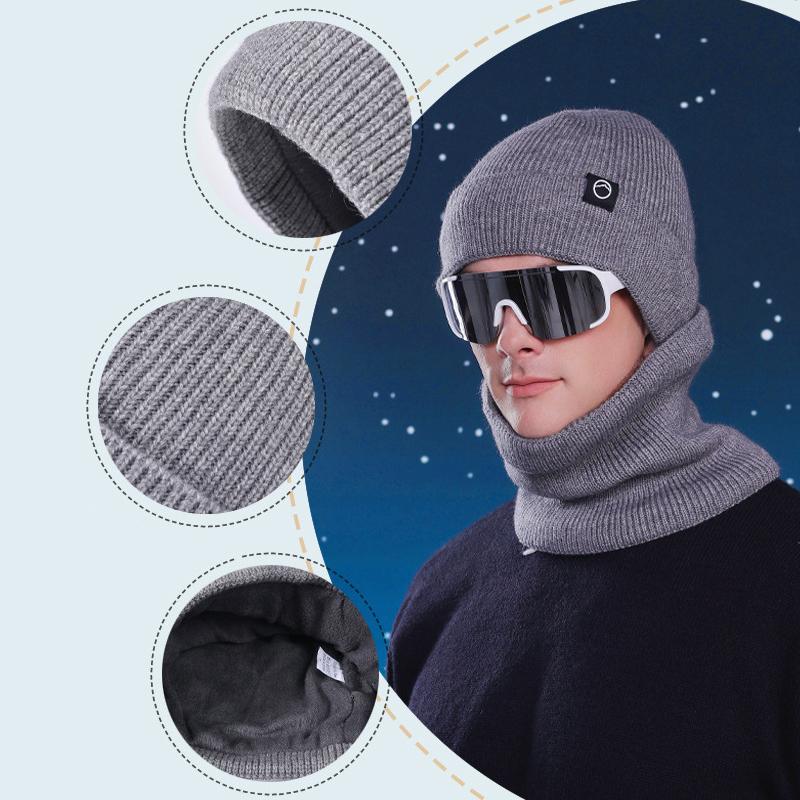 Зимняя шапка перчатки шарф костюм бархат теплая защита ушей шерстяная шапка мужская — фото 8