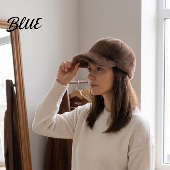 Solid Color Fuzzy Hat Plush Faux Fur Baseball Cap for Men Women, Fluffy Winter Warm Stretchy Cold Weather Accessories Cap, Adjustable Unisex