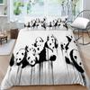 Panda Bedding Set for Kids Boys Girls Cute Cartoon Giant Panda Duvet Cover Set King/Queen Size Yellow Soft Polyester Quilt Cover