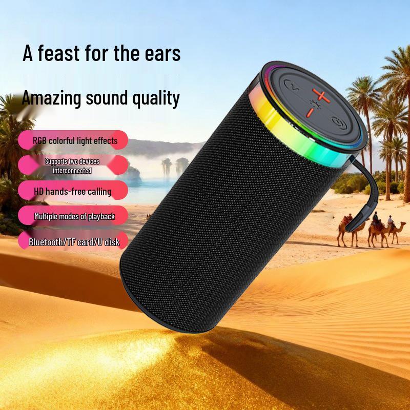 Outdoor Portable TWS Bluetooth Speaker with Colorful Light & Card Insert, Model W17