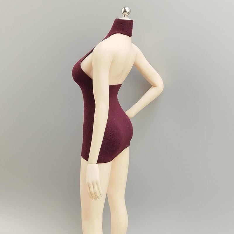 HAMRETHYPPZ 1/6 Scale Costume, 1/6 Scale Figure Clothes, Female, Sexy Dress, Sexy Miniskirt (Body, Head, Shoes, Etc. Not Included) (Dark Red)