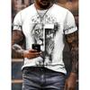 Camiseta de Manga Corta para Hombre Cruz de Jesús León Estampado Top de Verano Fe Cristiana Camisetas Gráficas Moda Casual Camisetas de Cuello Redondo Streetwear para Hombre