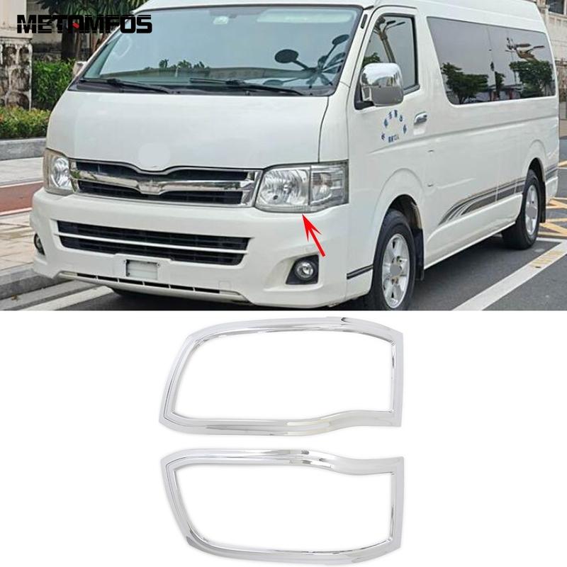 Head Light Lamp Cover Trim For Toyota Hiace Commuter 2011-2015 2016 2017 2018 Chrome Headlight Protection Frame Car Accessories