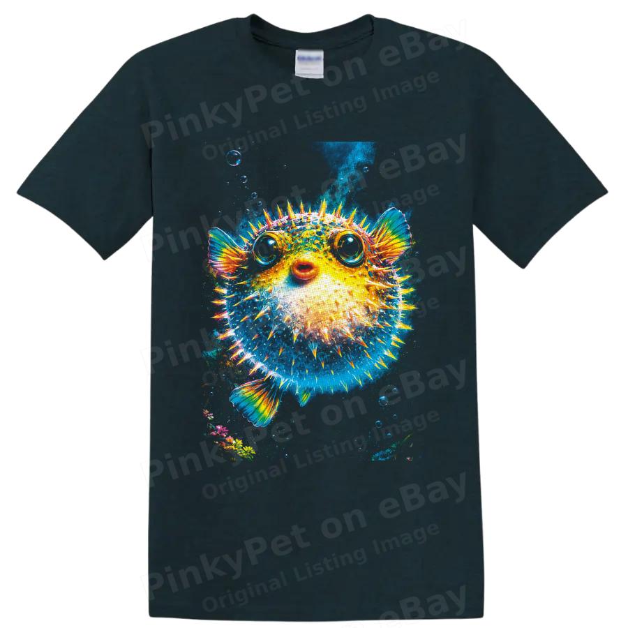 Pufferfish T Shirt Colorful Tropical Ocean Fish Art Underwater Diver Tee Gift