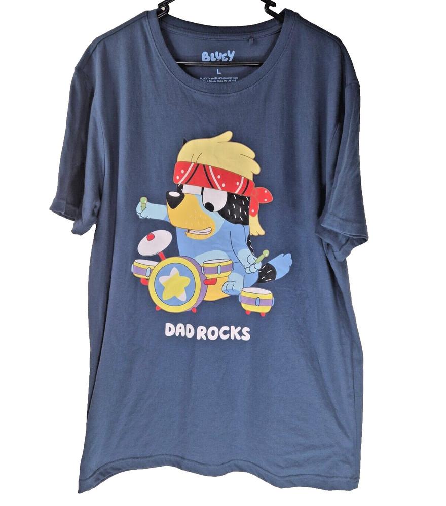 

Bluey Bandit Dad Rocks Character TShirt Tee Size Large 2018 TV Show The Heelers Unisex T-Shirt M