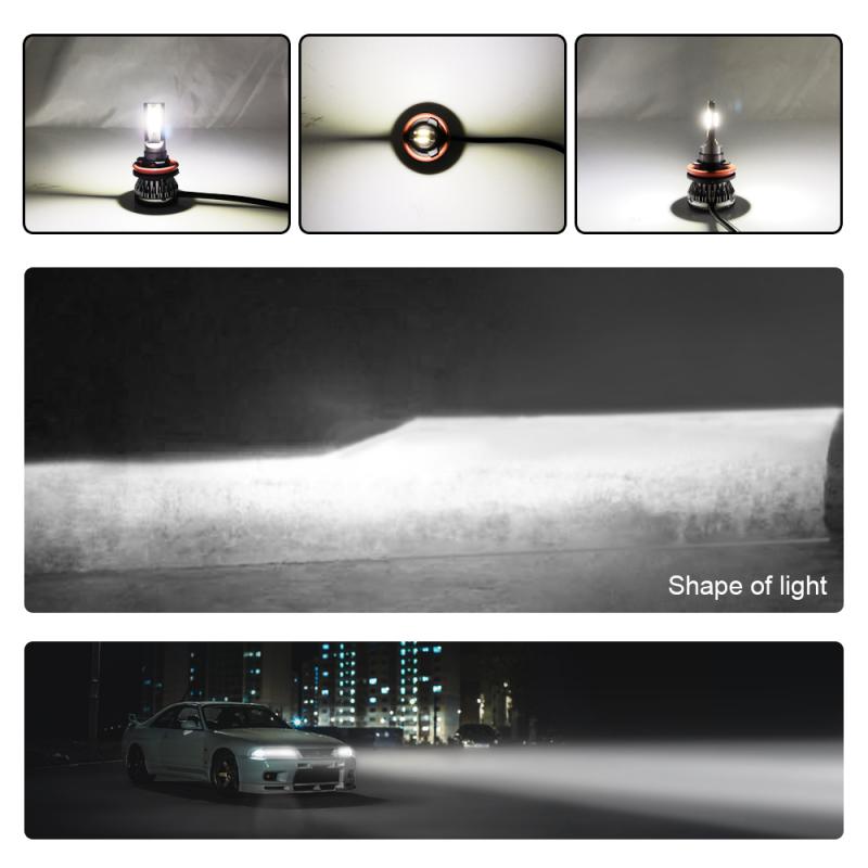 LED Headlight Conversion COB Bulb H7 LED H11 9005 9006 9W 12000LM White High Power 6000K Headlight Bulb mini led lens h7