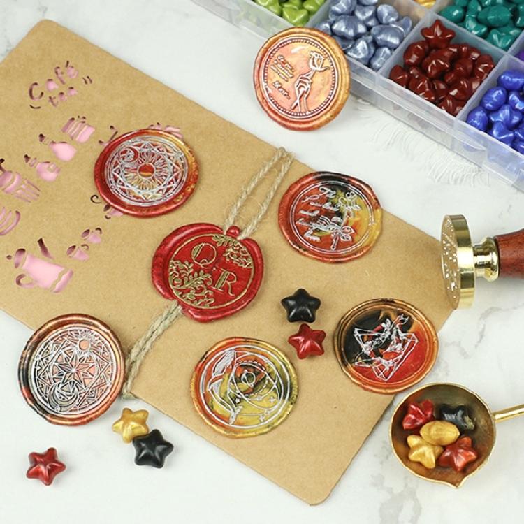 Colorgul Wax Seal Beads Set With Vintaged Star Shape For Handmade Invitations Envelopes Journals Gift Wrapping