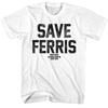 T-shirt Bianca Giorno di Piatto di Ferris Bueller Salva di Nuovo Ferris