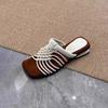Fashion Summer French Retro Style Woven Sandals Female Slippers Explosions Selling Outdoor Wear-resistant Fashion High Heels Slippers.