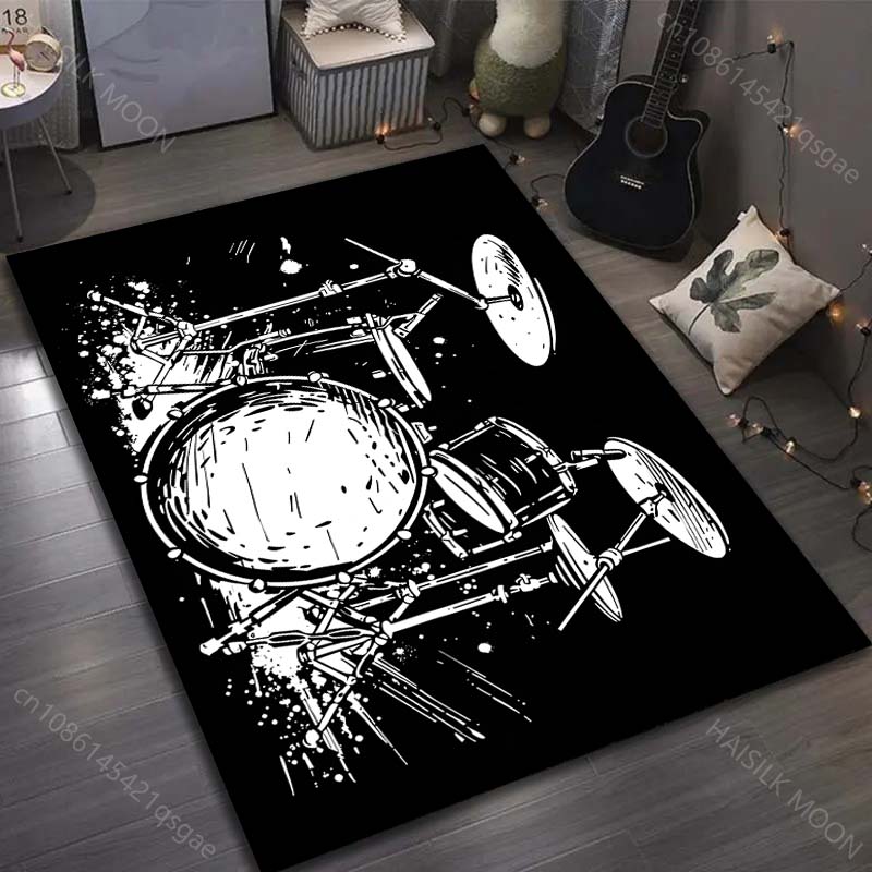 Creative Drum Sketch Print Carpet for Living Room Bedroom Bedside Sofa Table Floor Mat Home Area Rug Decor Large Size for Gifts