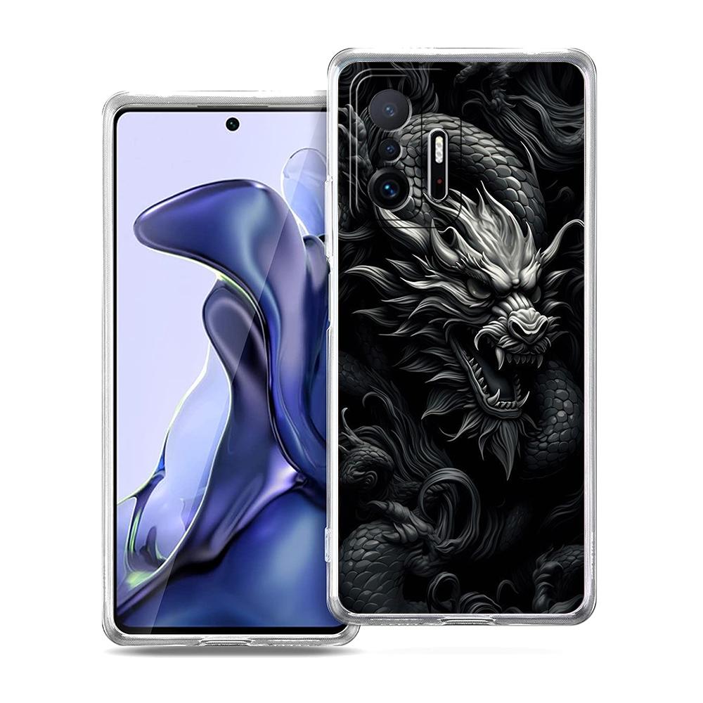 Transparent Phone Case for Xiaomi Mi 14 13 12 11 Ultra Poco X3 NFC F3 F6 Pro Soft TPU Shell Trend Fashion Cartoon Chinese Dragon