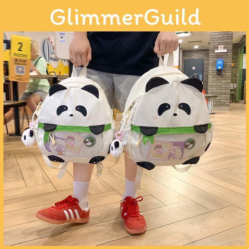 Plush Panda Cartoon Backpack With Bring The Same Panda Pendant For Children