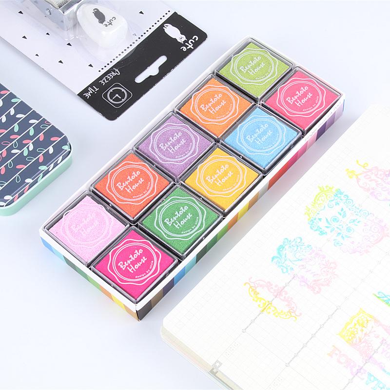 1Set Colorful Rubber Stamp Pad 20 Colors 4cm Finger Painting Inkpad for Children Teachers Background Stamps