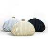 Shell Design Ruched Women Evening Bags Apricot Color Glitter Satin Luxury Party Dress Clutch Bags With Shoulder Chain Messenger