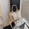 Summer Vacation Style Woven Rope Handled Beach Tote Bag Trendy Rattan Basket Shoulder Crossbody Bag