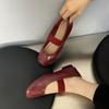Hot Selling 2025 Elegant Autumn Women's Flat Shoes Wine Red Versatile Ladie Shoe Fashion Simple Women's Leather Shoes Square-toe