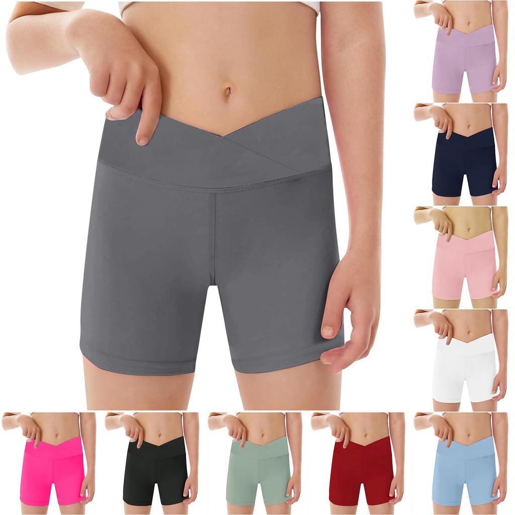 Children's Solid Color Yoga Shorts Tight Fitness Sports Fashion Three-point Pants Hot Pants