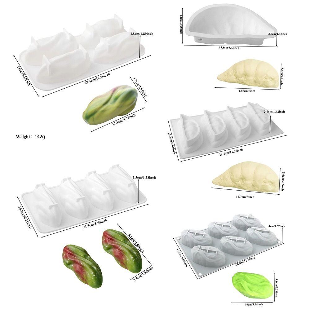 4-Cell Design Pistachios Chocolate Mold Coffee Bean-shaped 3D Simulated Durian Flesh Design Mousse Cake Mould
