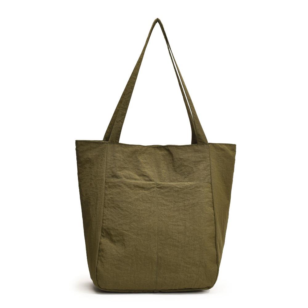 Solid Color Large Capacity Tote Bag Lightweight Zipper Commute Bag Single Shoulder Bag  Outdoor