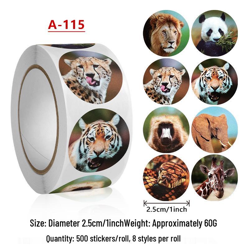Dog & Animal Anime Stickers - 1 Inch Roll, 500 Labels