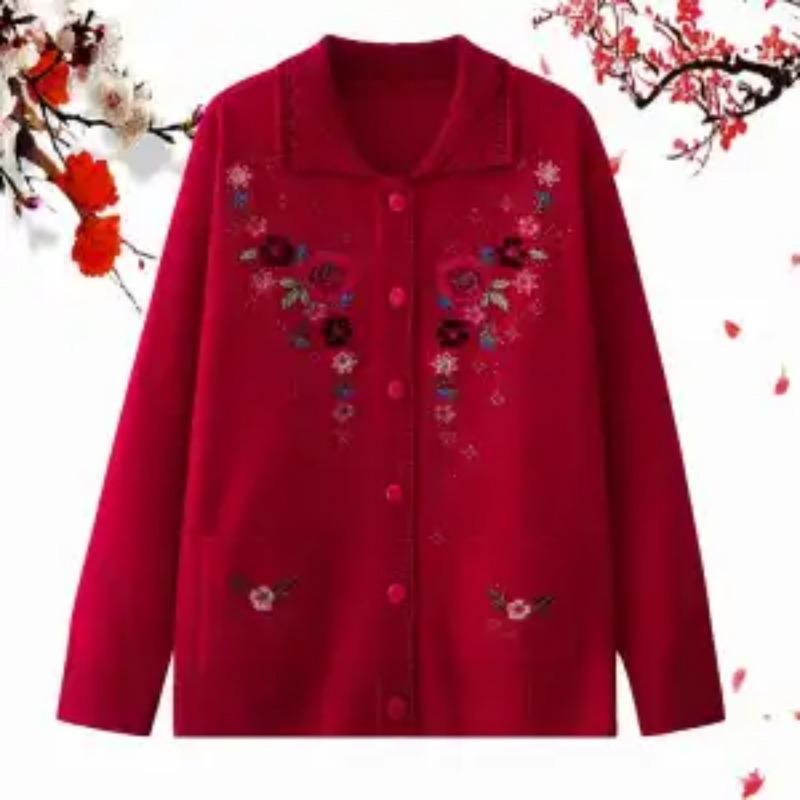 Women's New Style of Styling Square Collar Button Printed Pocket Fashion Long-sleeved Jacket