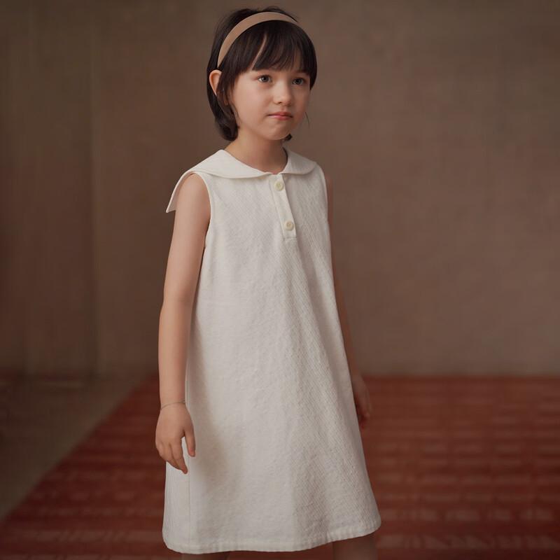 

Hacikis Girls Summer School Style Navy Collar A-Line Cotton Dress 110
